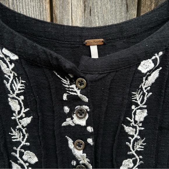 Free People Santiago Floral Embroidered Dress Black White XS - Picture 6 of 15